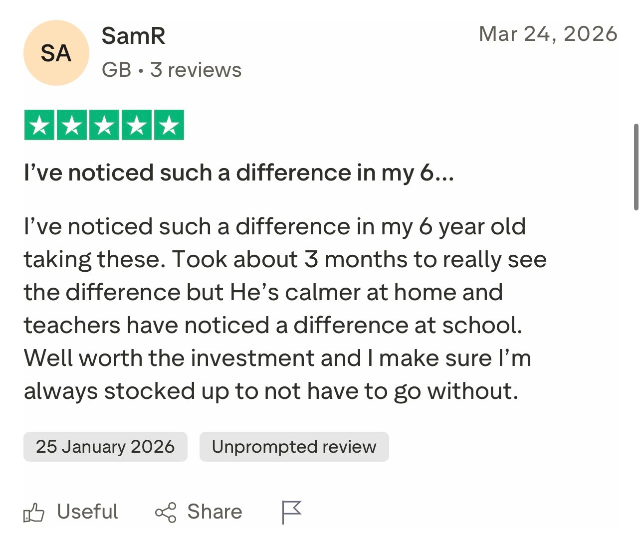 Customer review screenshot