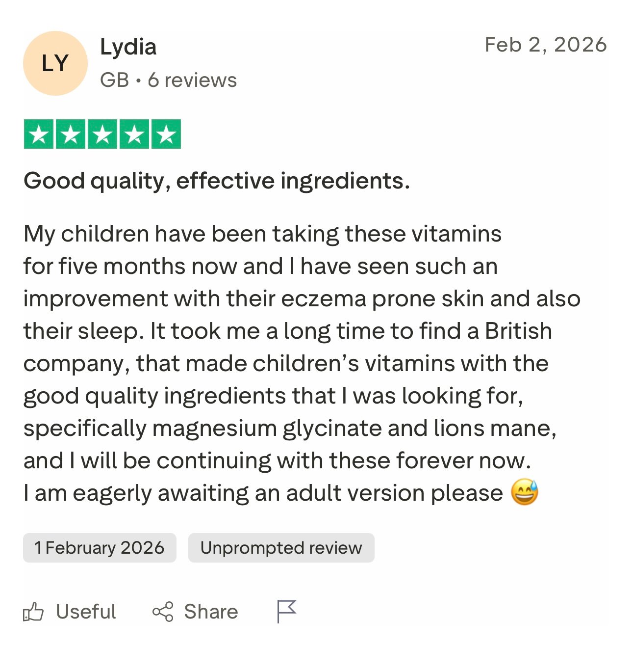 Customer review screenshot