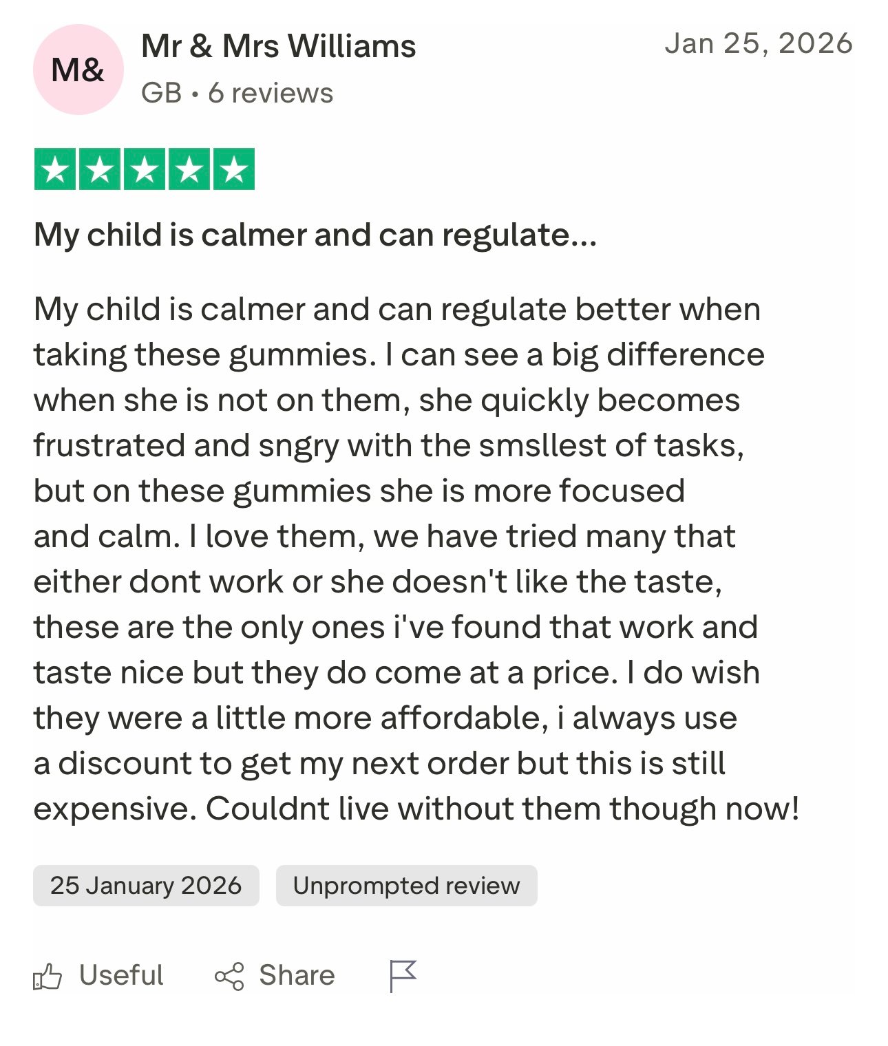 Customer review screenshot