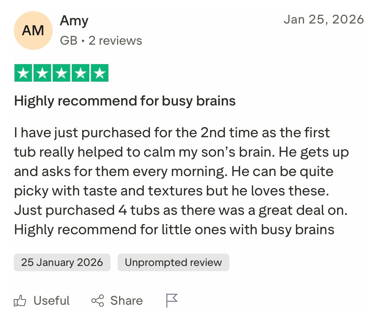 Customer review screenshot