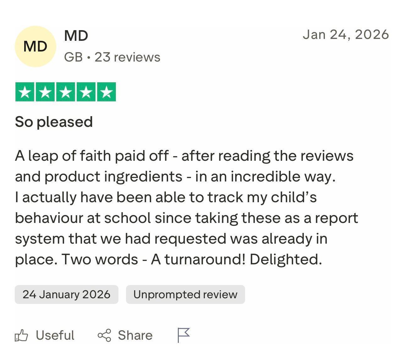 Customer review screenshot