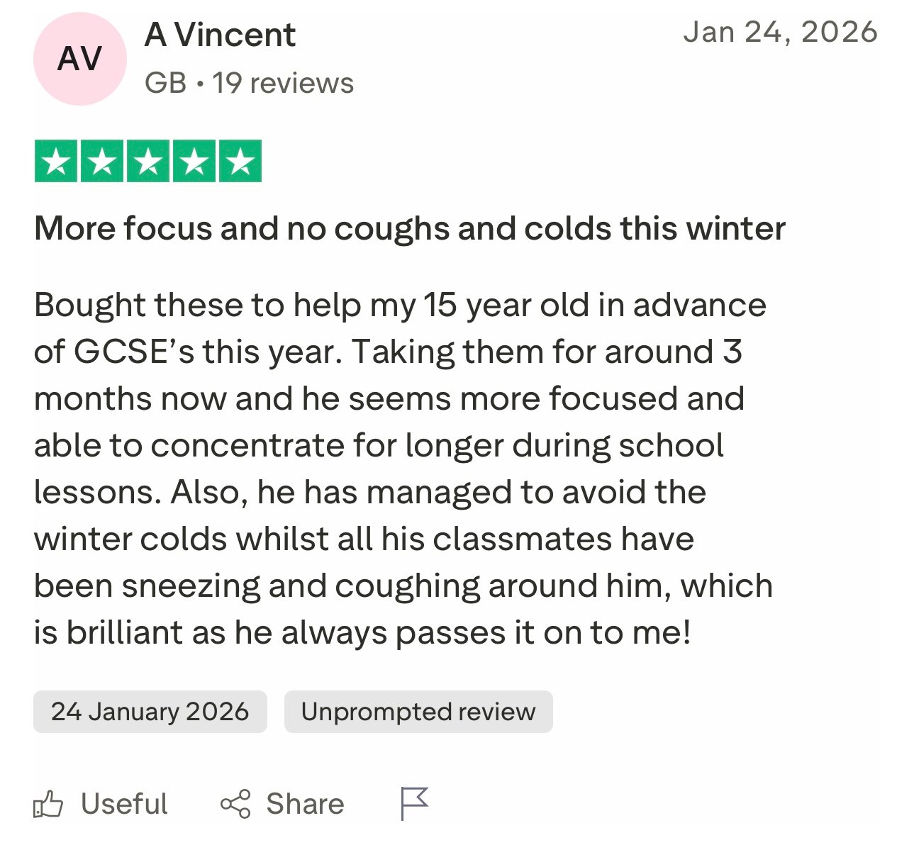 Customer review screenshot