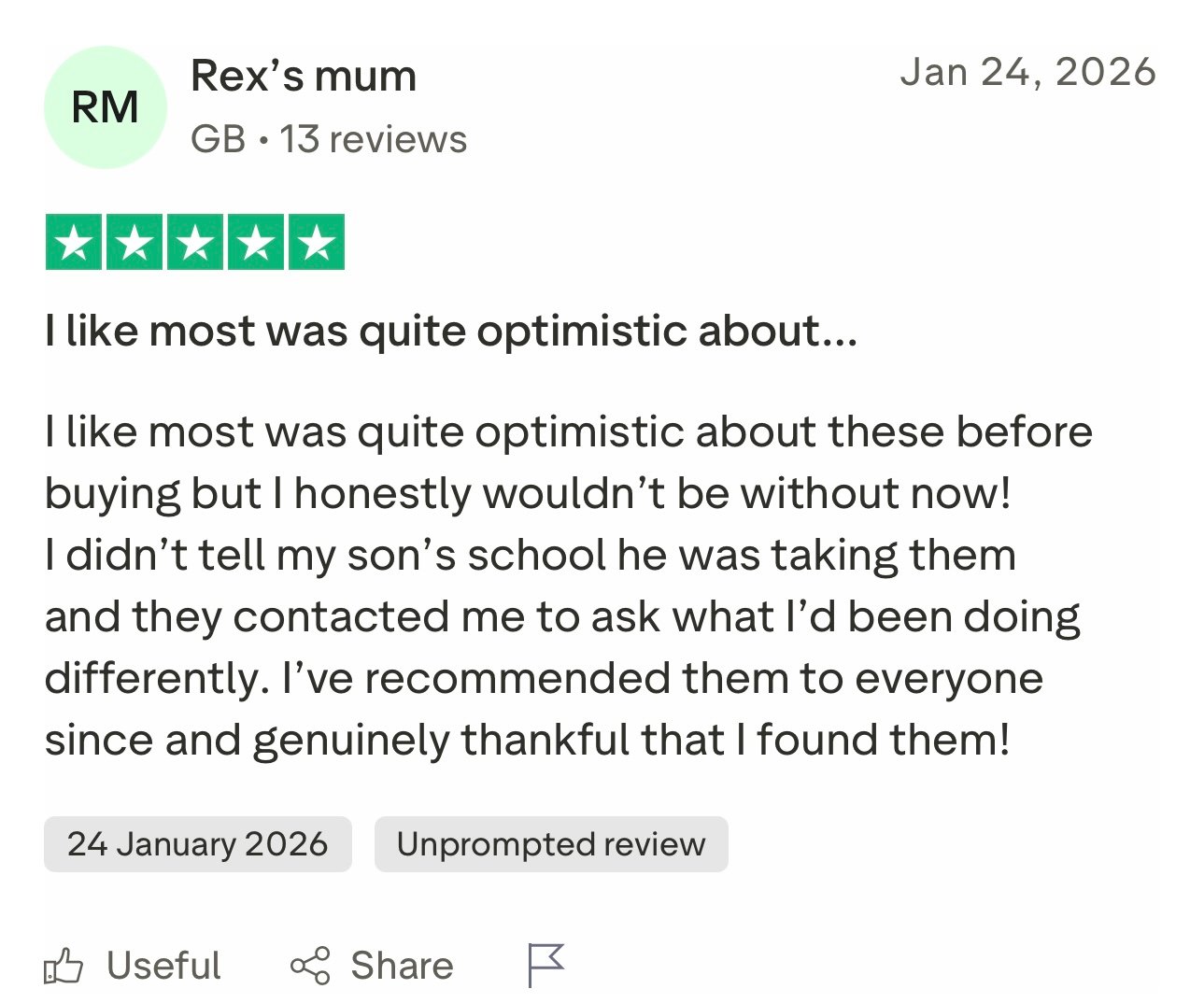 Customer review screenshot