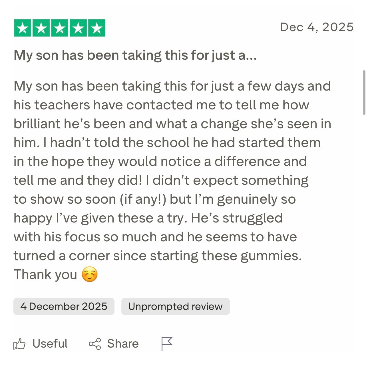Customer review screenshot