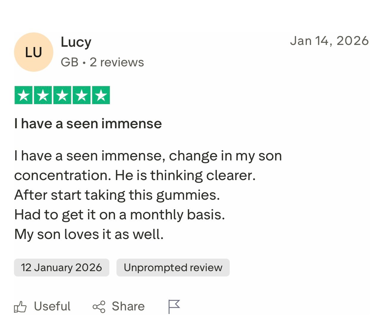 Customer review screenshot