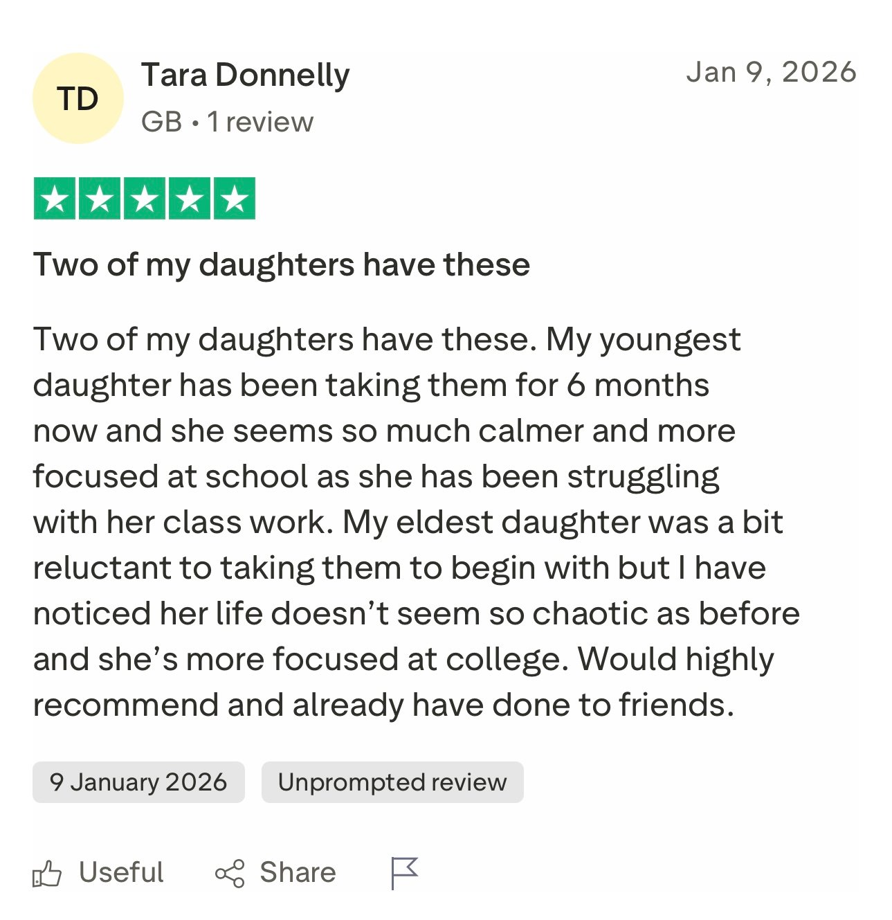 Customer review screenshot