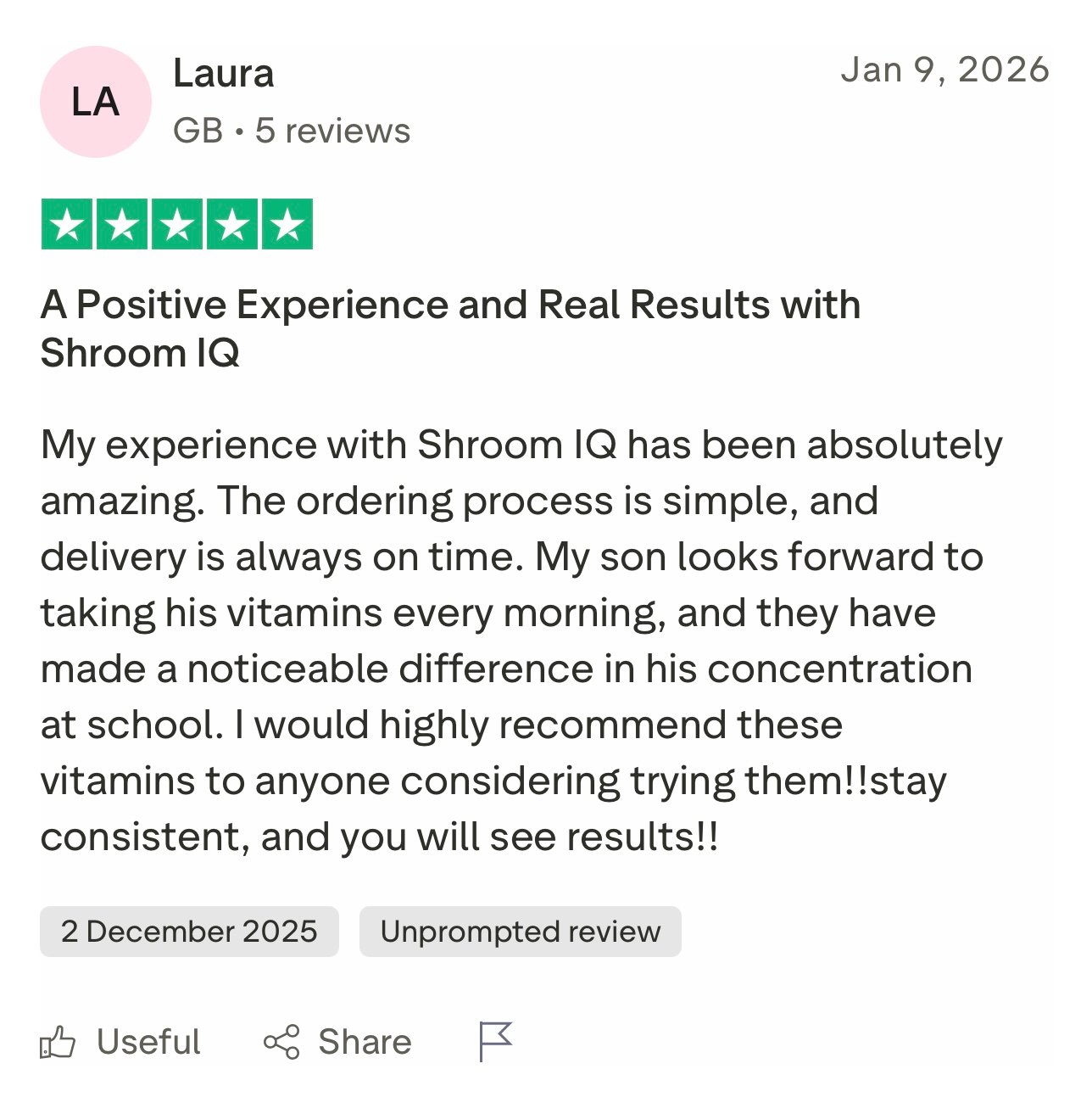 Customer review screenshot