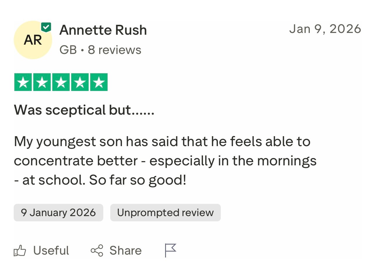 Customer review screenshot