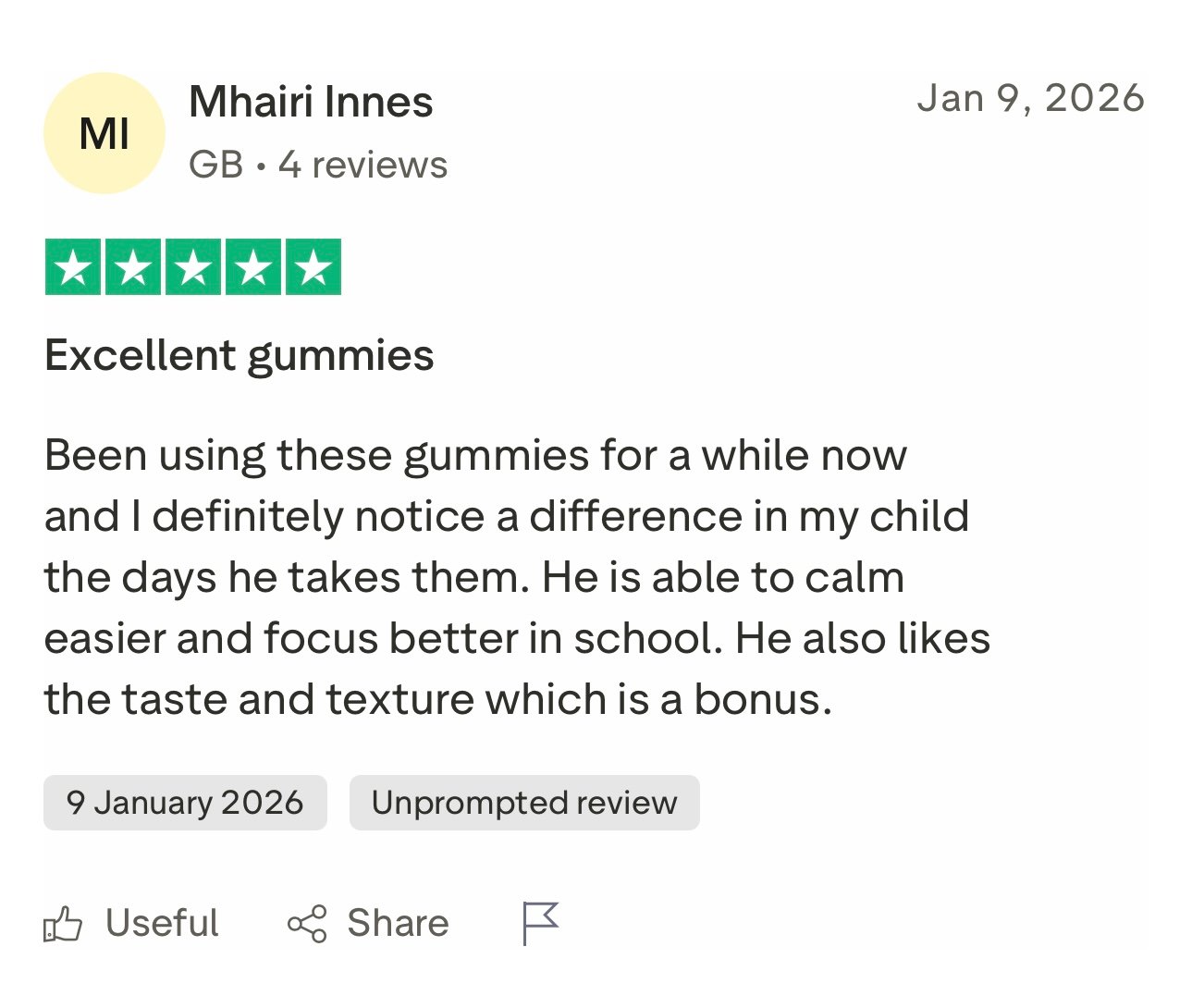 Customer review screenshot