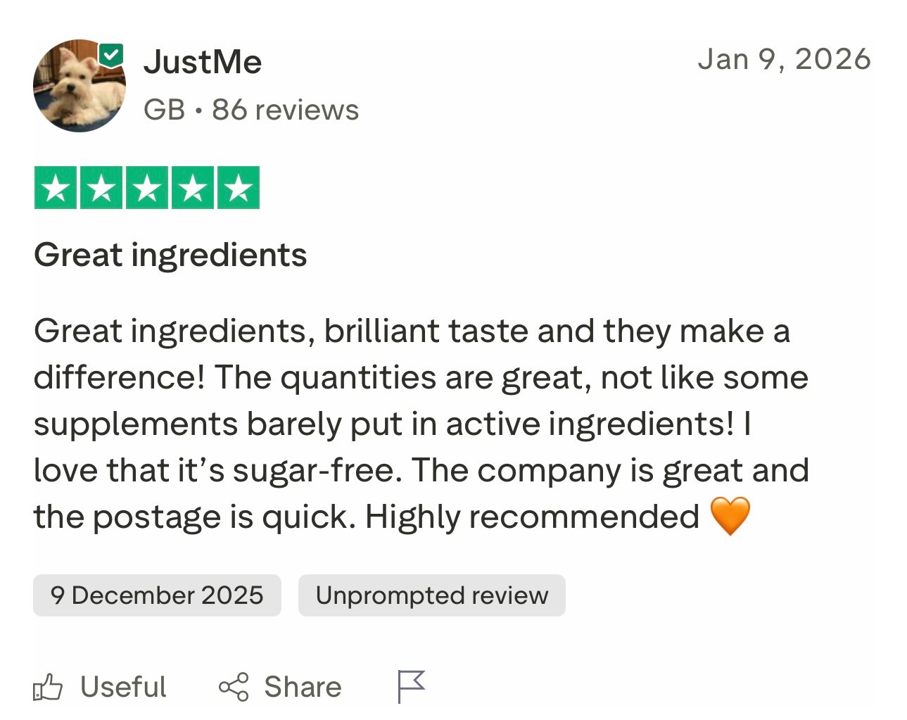 Customer review screenshot