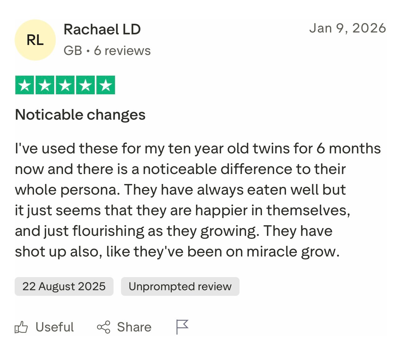 Customer review screenshot