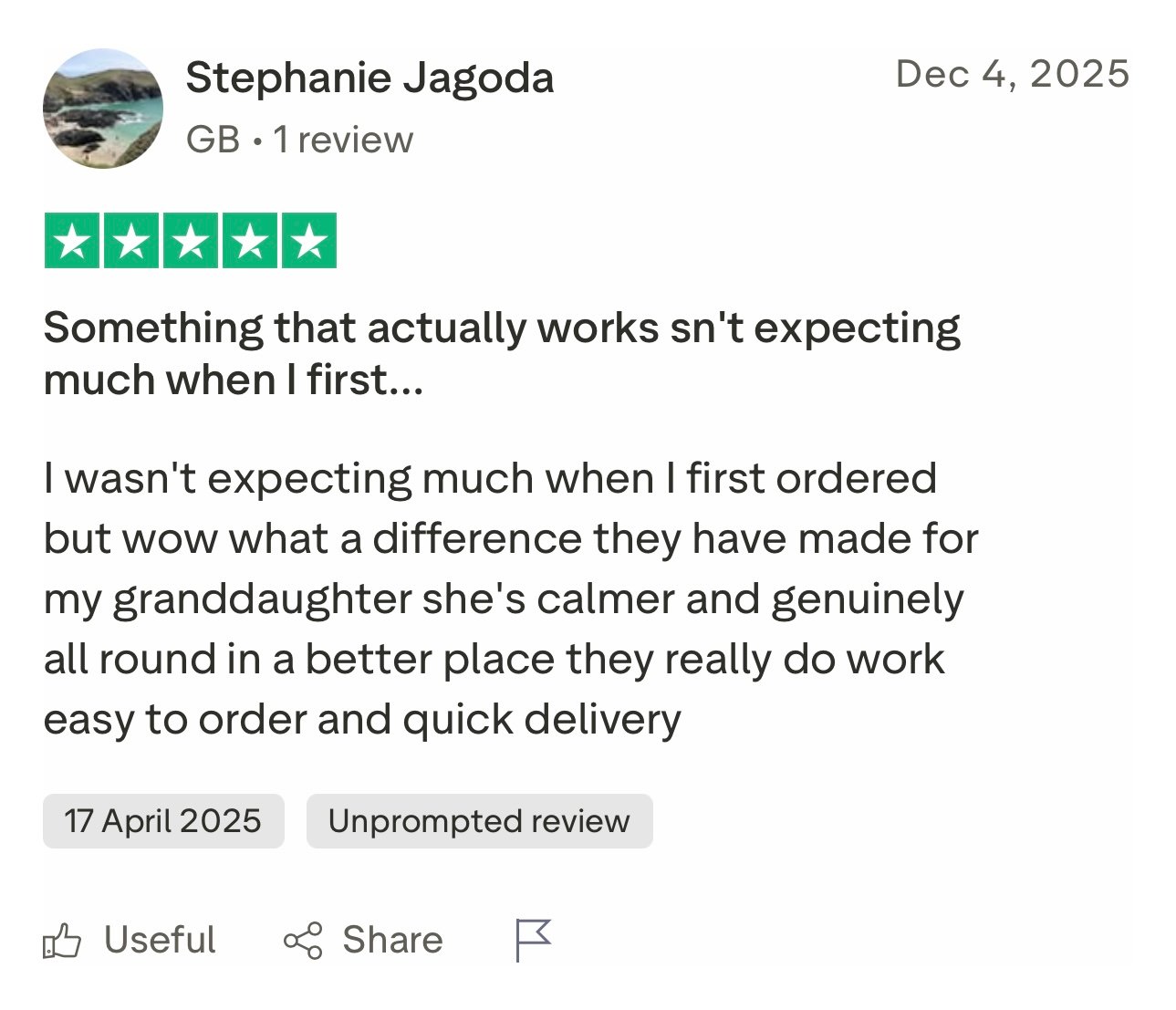 Customer review screenshot
